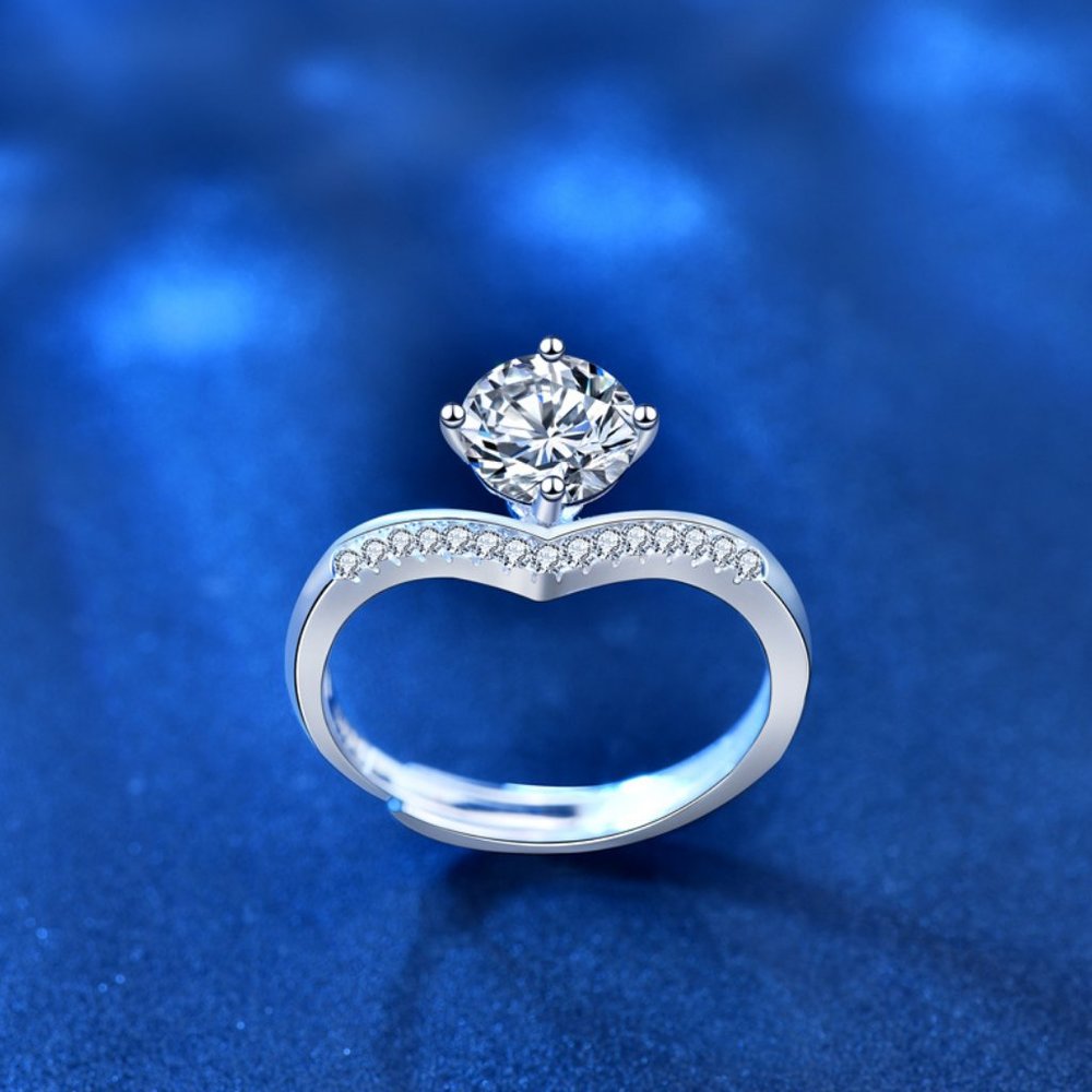 Certified 1ct. t.w. Moissanite Diamond Crown Wedding Engagement Ring NEW - Picture 8 of 13